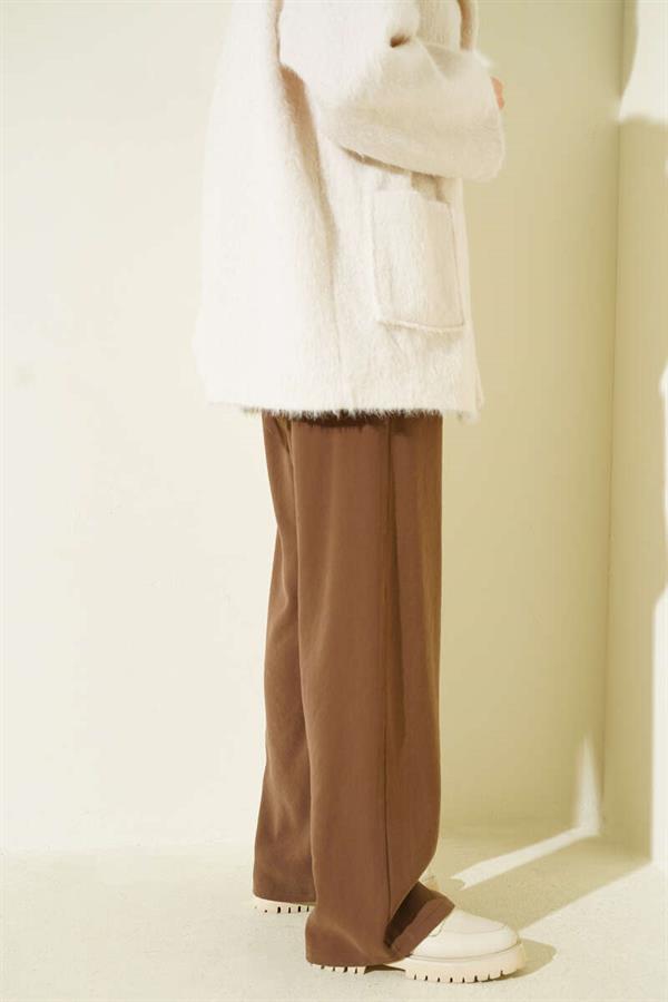 Elastic Waist Palazzo Trousers Brown