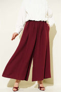 Elastic Waist Skirt Trousers (Burgundy)