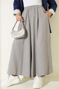Grey Elastic Waist Skirt Trousers