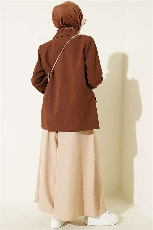 Elastic Waist Trousers Skirt Latte