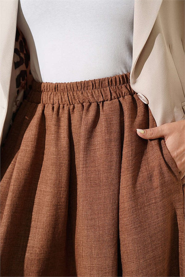 Elastic Waist Skirt (Tan)