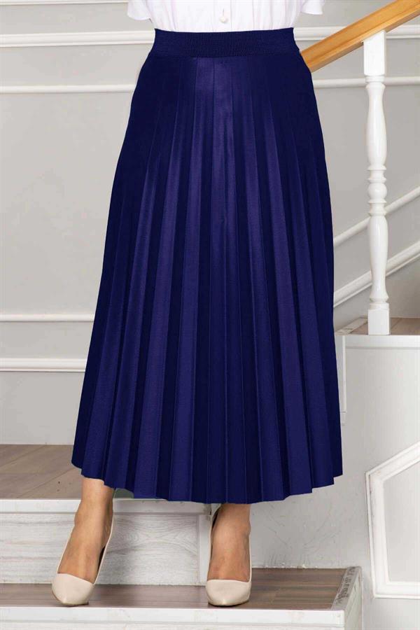 Pleated Hijab Skirt with Elastic Waistband Saxe