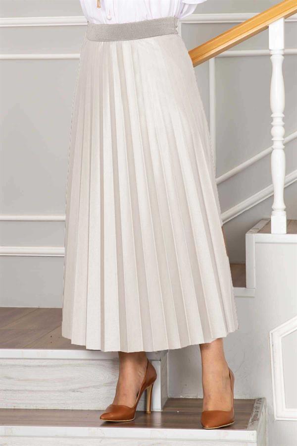 Elastic Waist Pleated Hijab Skirt Stone
