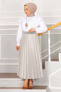 Elastic Waist Pleated Hijab Skirt Stone
