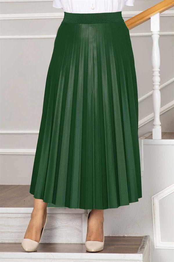 Elastic Waist Pleated Hijab Skirt Emerald
