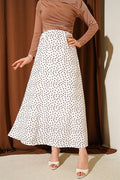 Elastic Waist Polka Dot Skirt, Beige