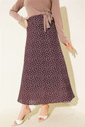 Elastic Waist Polka Dot Skirt, Brown