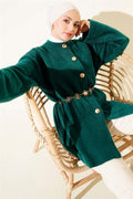 Elastic Waist Soft and Fluffy Cardigan in Emerald Green