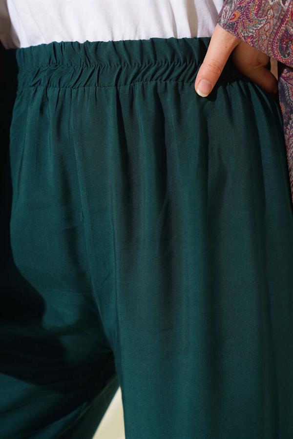 Elastic Waist Tencel Trousers Emerald