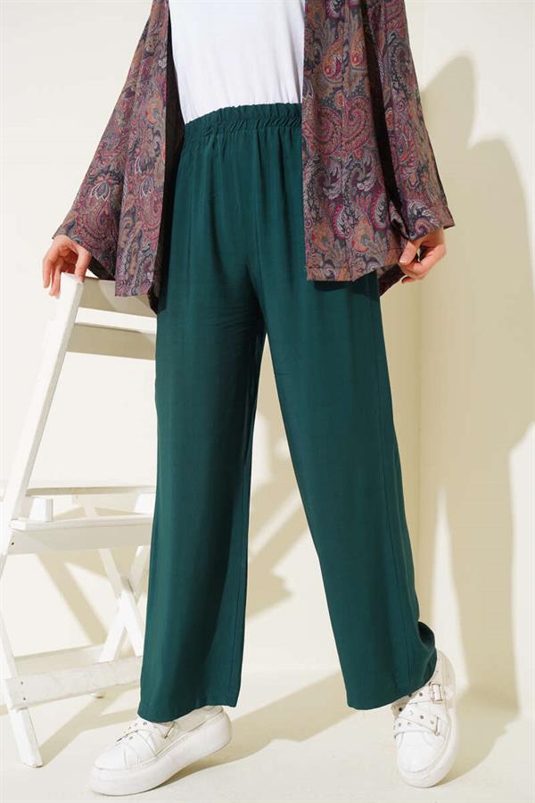 Elastic Waist Tencel Trousers Emerald