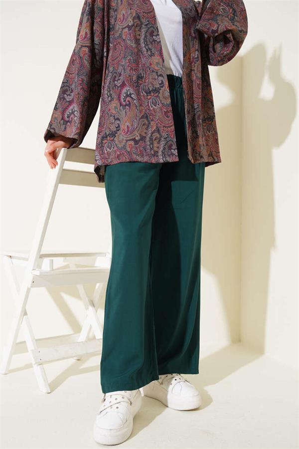Elastic Waist Tencel Trousers Emerald