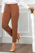 Elastic Waist Hijab Trousers Brown