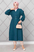 Elastic Waist Long Hijab Cape Petrol