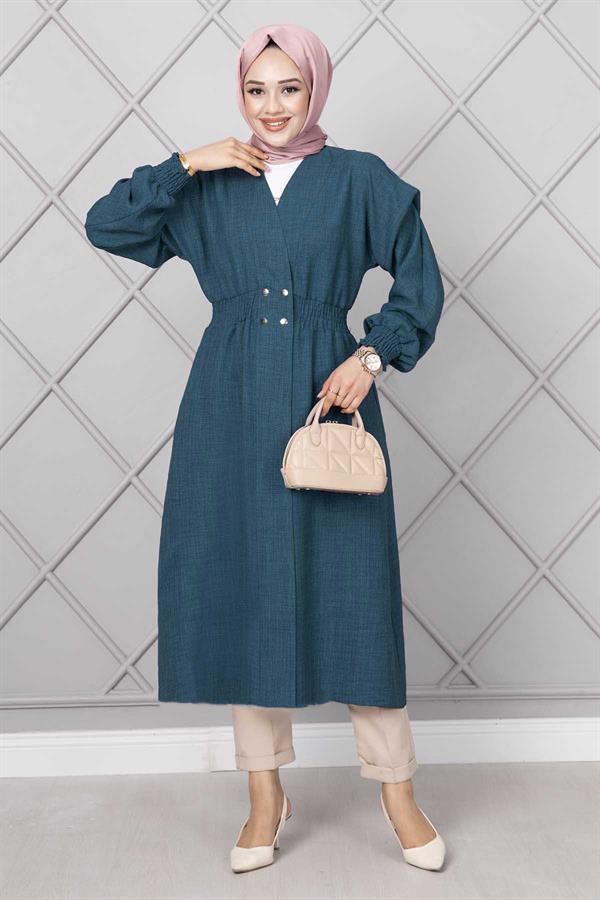 Elastic Waist Long Hijab Cape Petrol