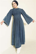 Denim Blue Dress with Waist Dart Detail