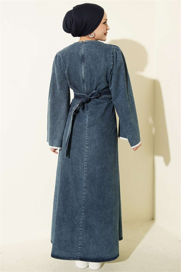 Denim Blue Dress with Waist Dart Detail