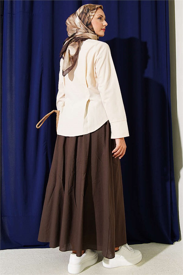 Shirt with Waist Darts Detail, Beige