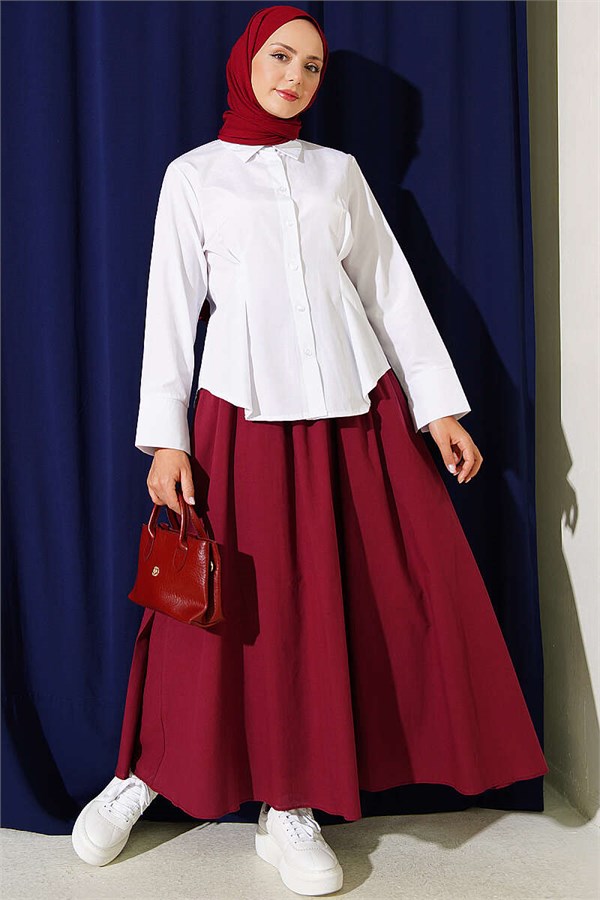 White Shirt with Waist Darts Detail