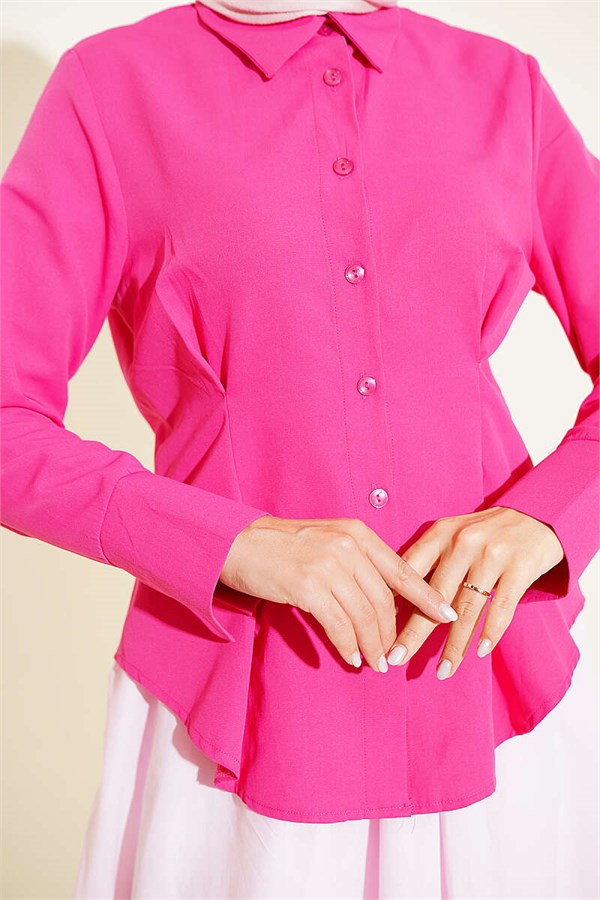 Shirt with Waist Darts Detail, Fuchsia
