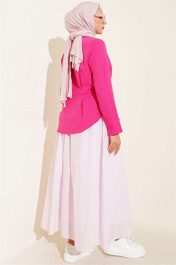 Shirt with Waist Darts Detail, Fuchsia