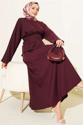 2 Piece Set with belted skirt and darts, plum color.