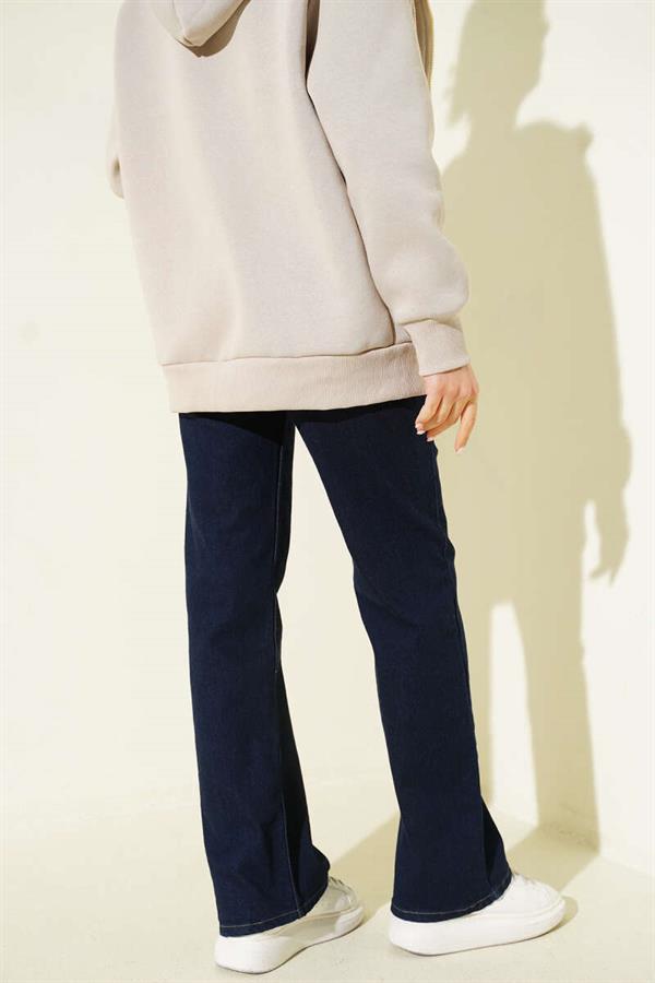 Navy Blue Palazzo Jeans with Waist Darts