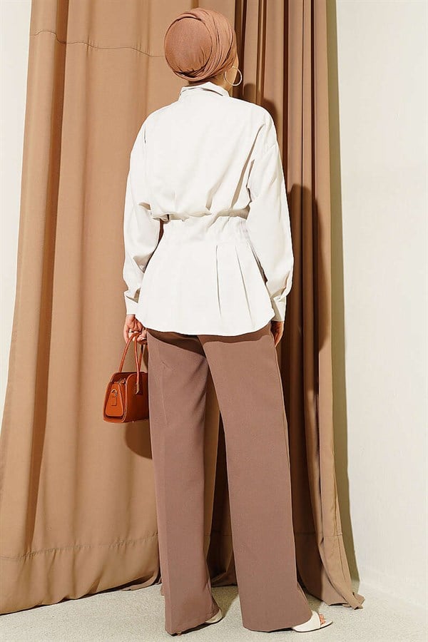 Pleated Shirt with Waist Darts