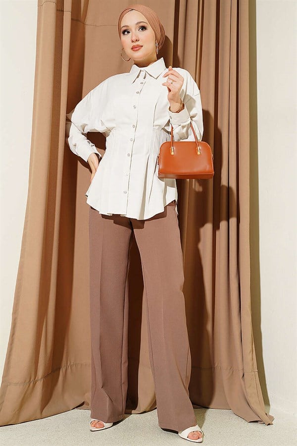 Pleated Shirt with Waist Darts