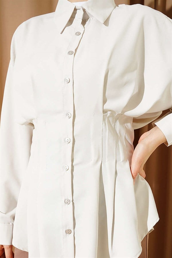 Pleated Shirt with Waist Darts