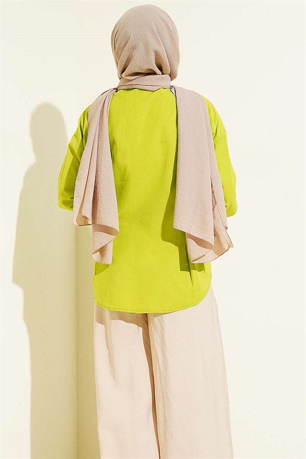 Poplin Shirt with Waist Darts, Pistachio Green