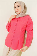 Poplin Shirt with Waist Darts, Pomegranate Blossom