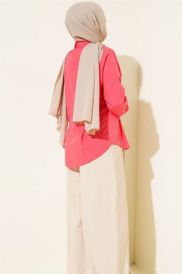 Poplin Shirt with Waist Darts, Pomegranate Blossom