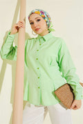 Poplin Shirt with Waist Darts, Aqua Green