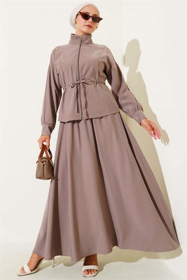 Mink Tencel 2 Piece Set with Tunnel Waist and Skirt