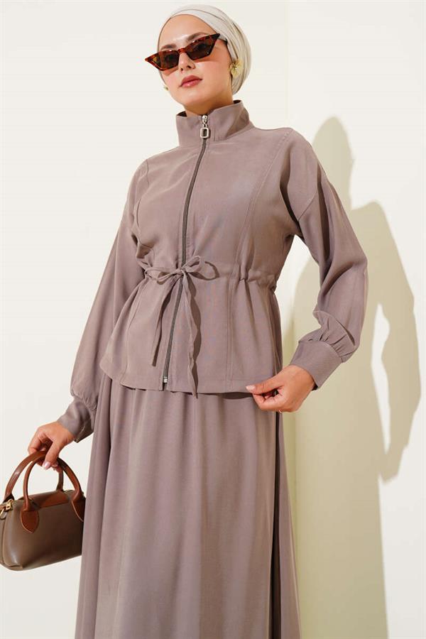 Mink Tencel 2 Piece Set with Tunnel Waist and Skirt