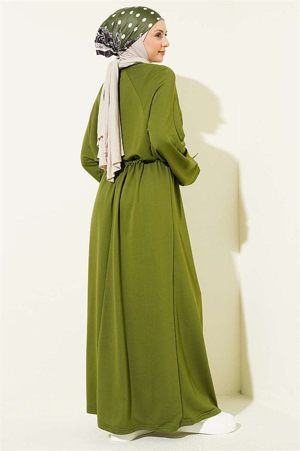 Loose-fitting Loisha Dress with Tunnel Waist, Khaki