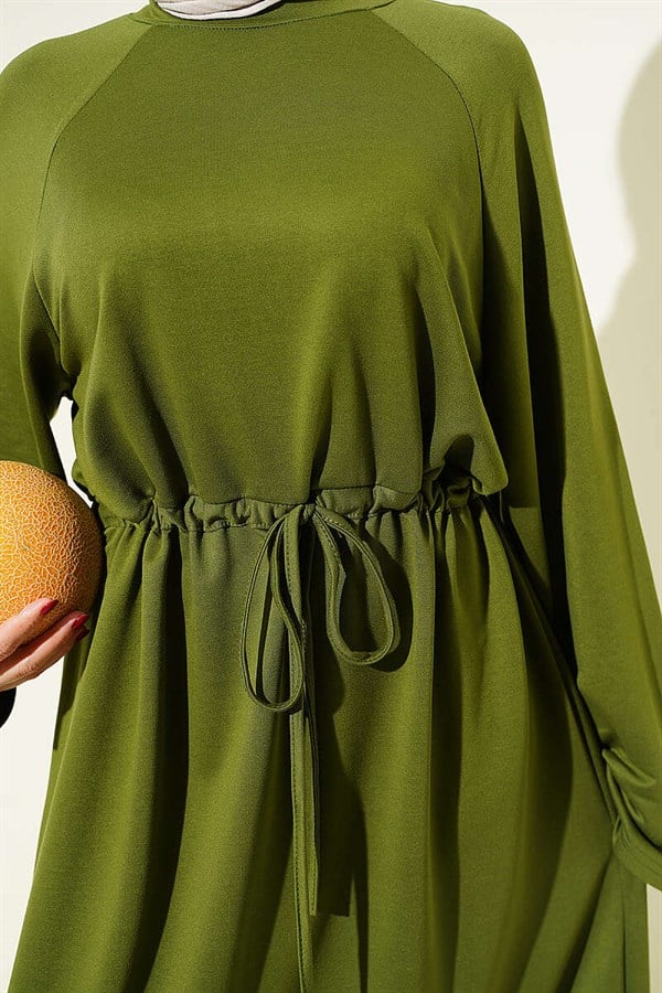 Loose-fitting Loisha Dress with Tunnel Waist, Khaki