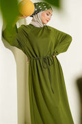 Loose-fitting Loisha Dress with Tunnel Waist, Khaki