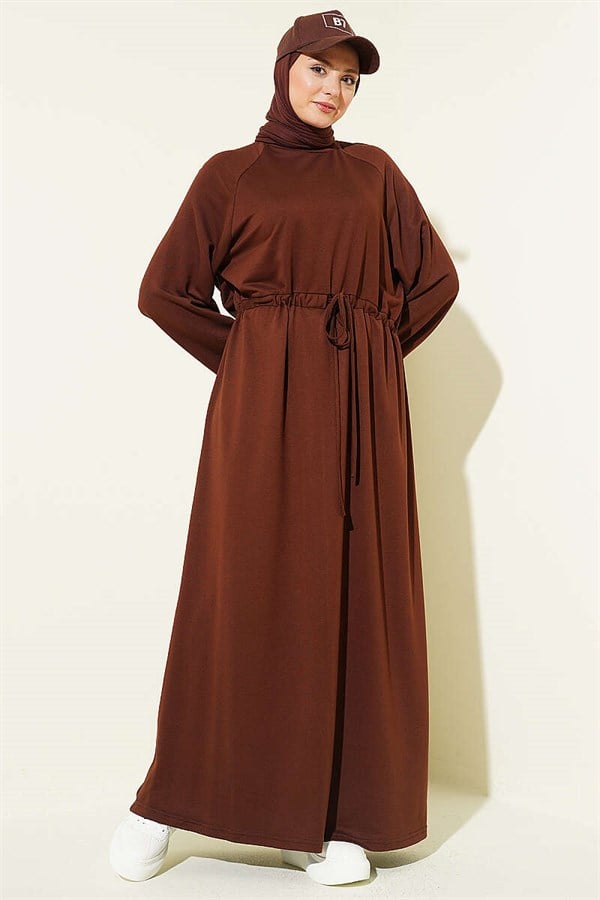 Loose-fitting Loisha Dress with Tunnel Waist, Brown