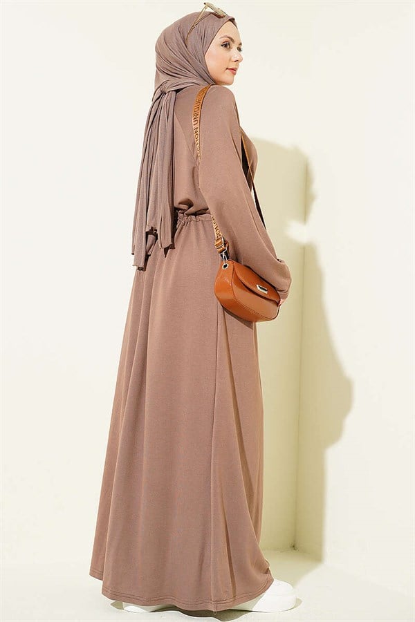 Loose-fitting Loisha Dress with Tunnel Waist, Chestnut