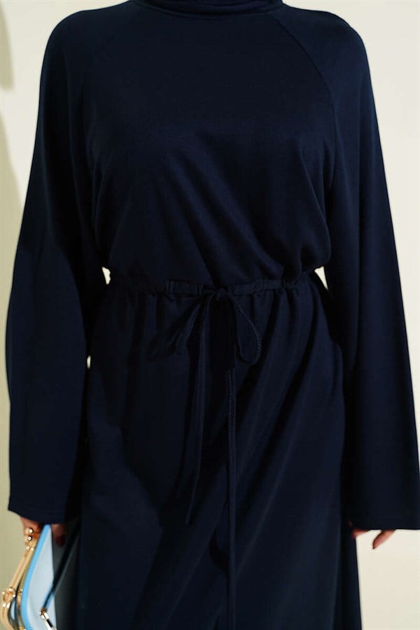 Loose-fitting Loisha Dress with Tunnel Waist, Navy Blue