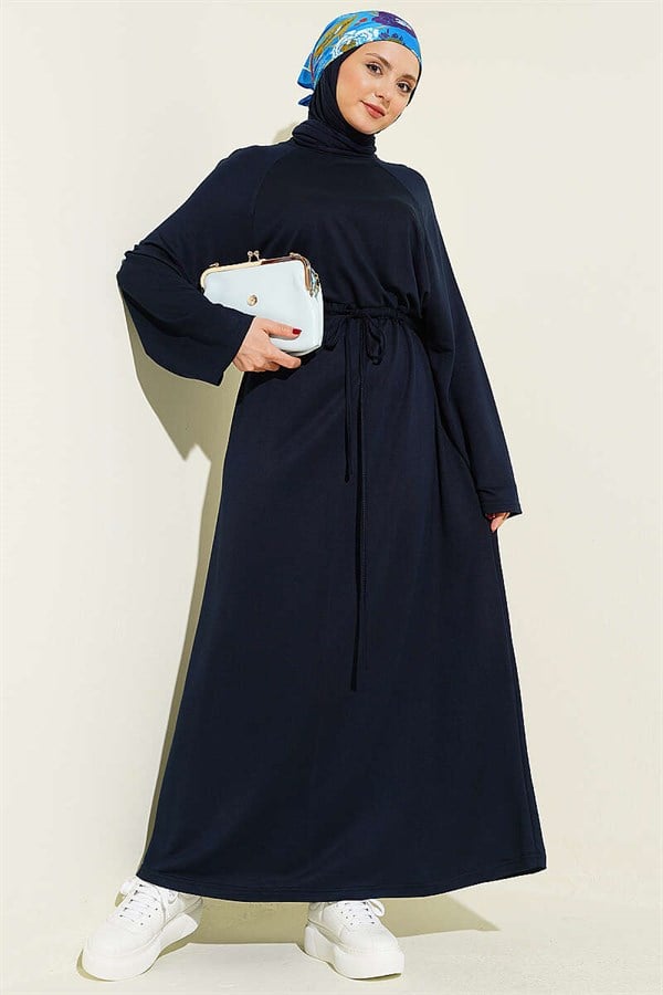 Loose-fitting Loisha Dress with Tunnel Waist, Navy Blue