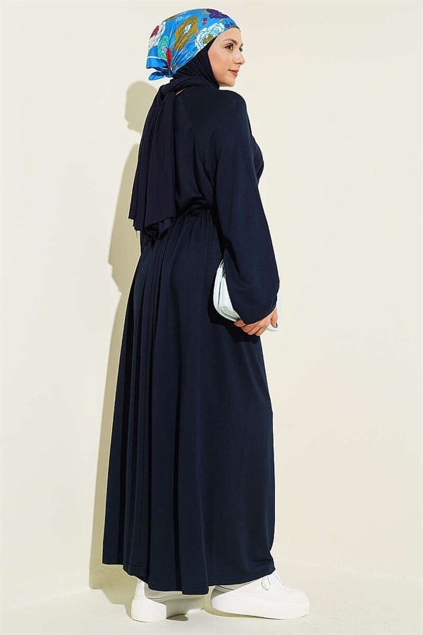 Loose-fitting Loisha Dress with Tunnel Waist, Navy Blue