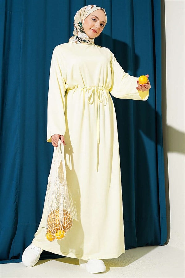 Loose-fitting Loisha Dress with Tunnel Waist, Yellow