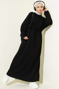 Loose-fitting Loisha Dress with Tunnel Waist, Black