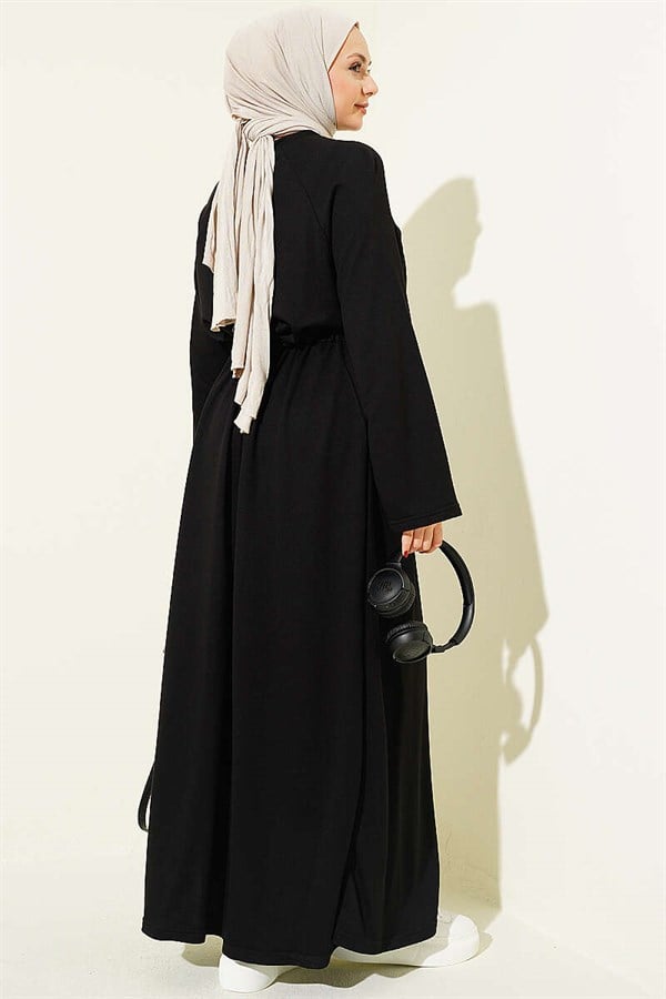 Loose-fitting Loisha Dress with Tunnel Waist, Black