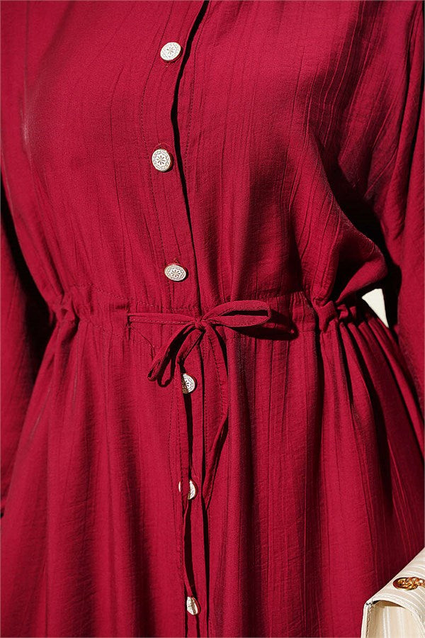 2 Piece Set with long tunic and tunnel waist, burgundy.