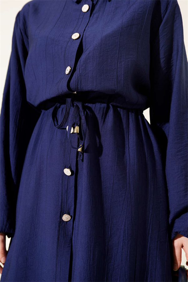 2 Piece Set with long tunic and tunnel waist, navy blue.