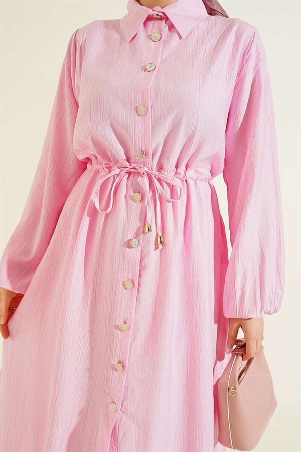 2 Piece Set with Long Tunic and Tunic, Pink, with Tunic Waistband