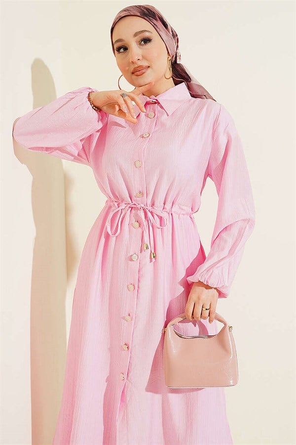 2 Piece Set with Long Tunic and Tunic, Pink, with Tunic Waistband